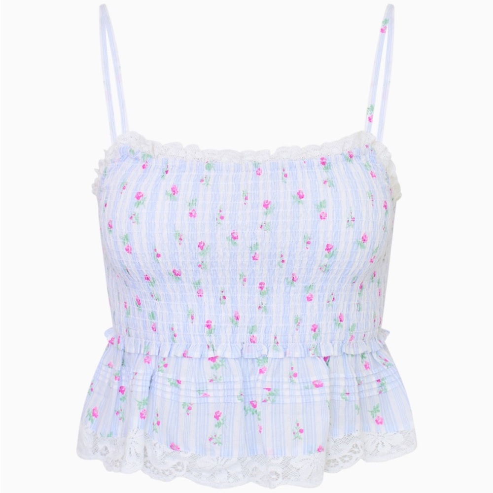 Marzenia Smocked Striped Floral Top